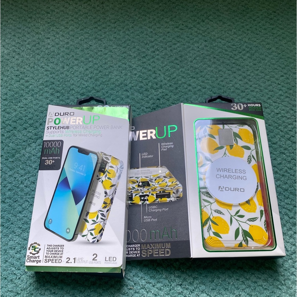 🍋Aduro Wireless Power Bank, Portable Charger Backup Battery Dual USB🍋 NWT